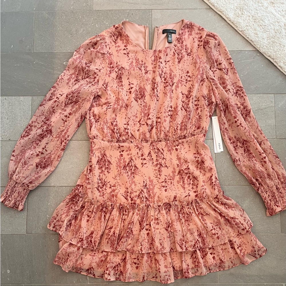 NWT Bloomingdale’s exclusive Aqua Brand Ruffled Long Sleeve Mini dress